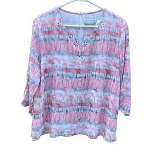 Alfred Dunner size 14P boxy lagenlook shimmering top